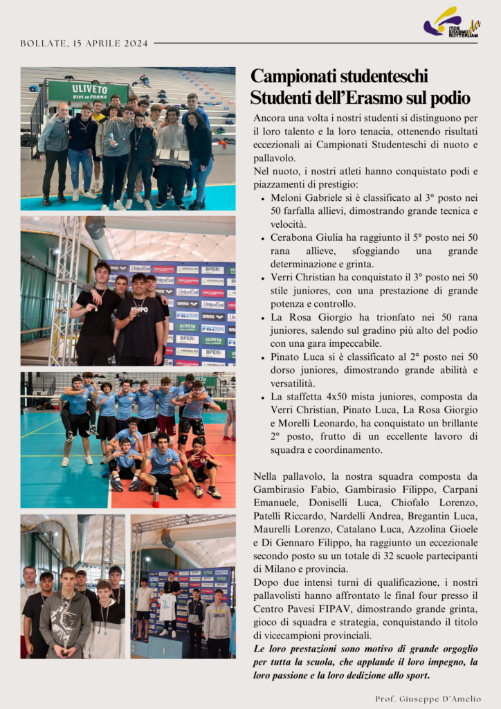 Campionati studenteschi - articolo Giuseppe D'Amelio