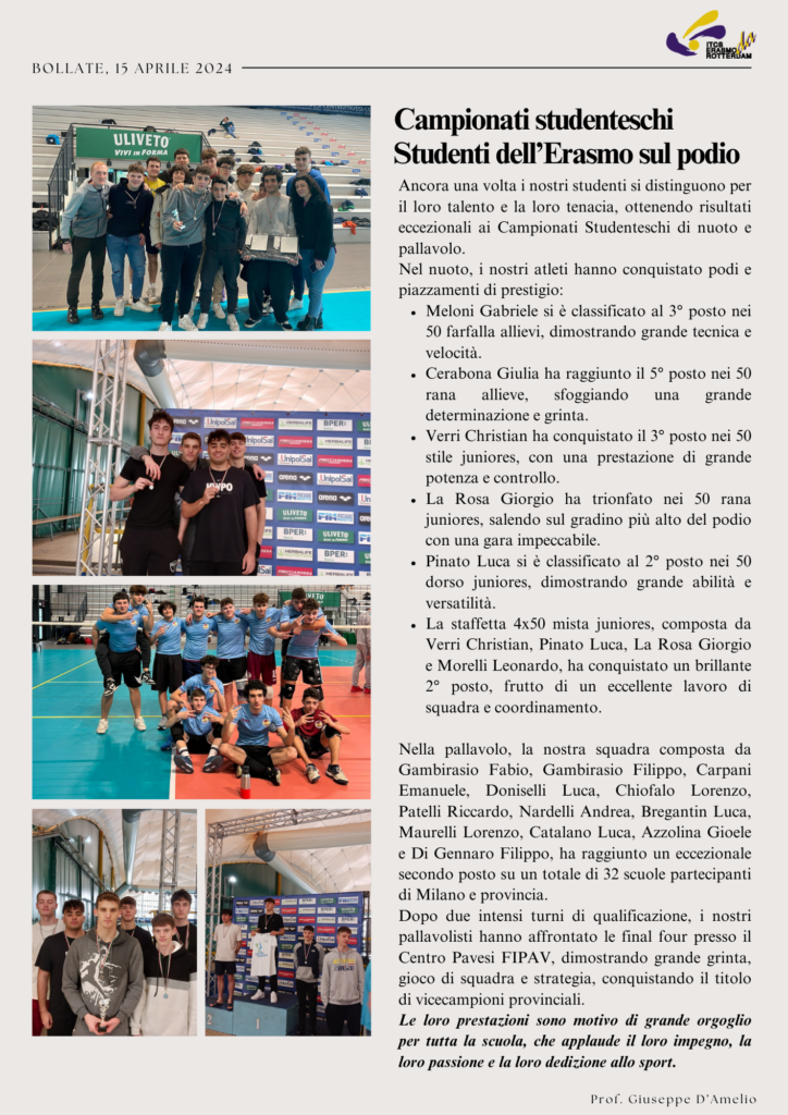 Campionati studenteschi - Articolo di Giuseppe D'Amelio